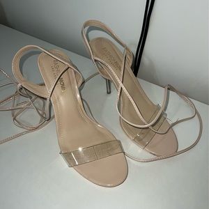 Fashion nova nude lace up heels